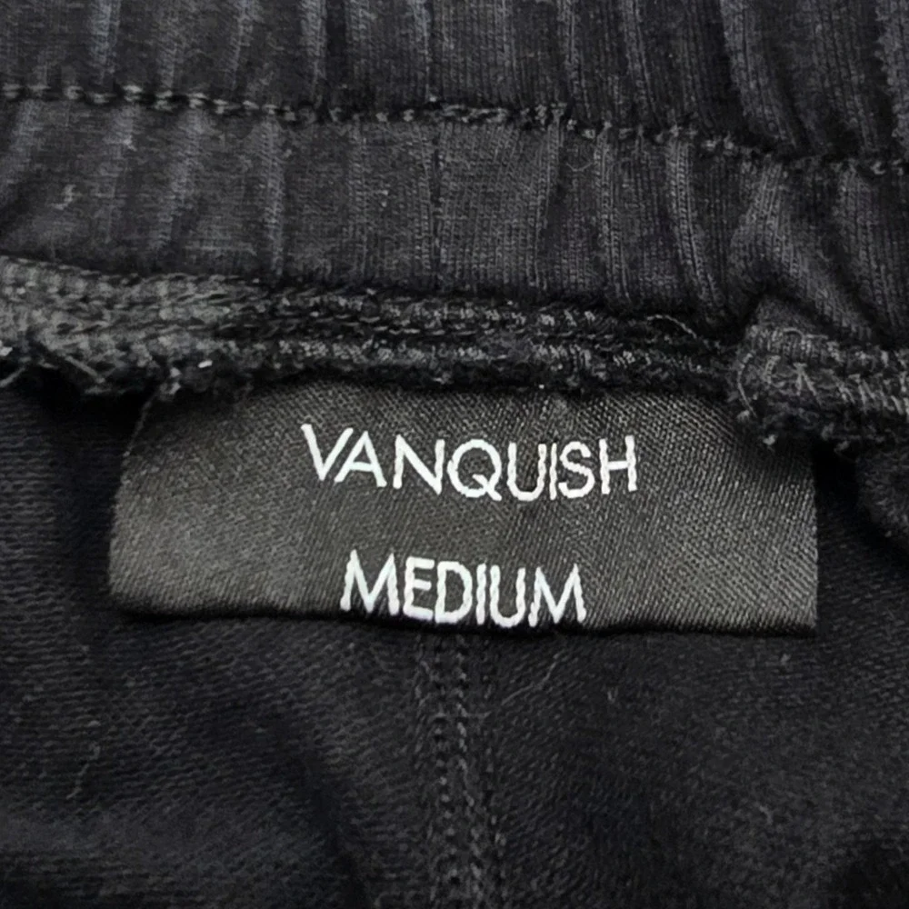 Vanquish Fitness Joggers Mens Medium Black Cotton Blend Stripe Zipper Gym Pants